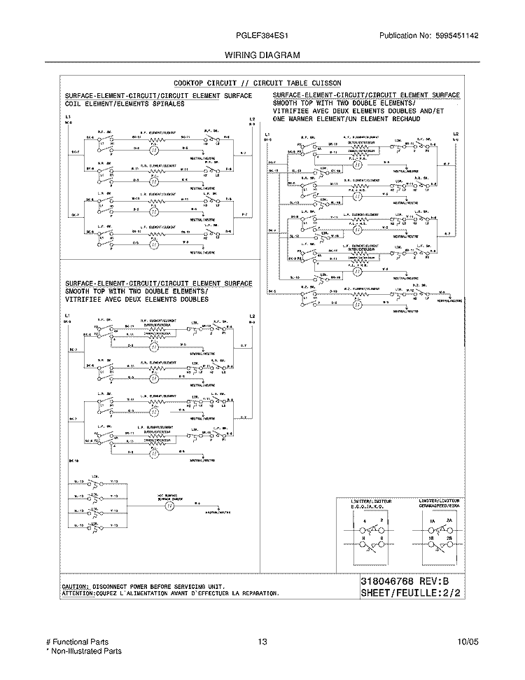 WIRING DIAGRAM Diagram and Parts List for PGLEF384ES1  Frigidaire Wall Oven