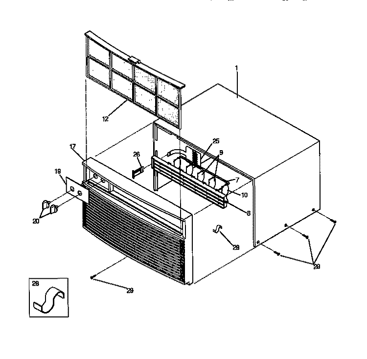 CABINET FRONT AND WRAPPER Diagram and Parts List for GAC053T7A2  Gibson Air Conditioner