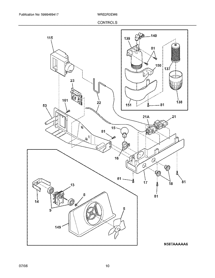 CONTROLS Diagram and Parts List for WRS3R3EW6  Westinghouse Refrigerator