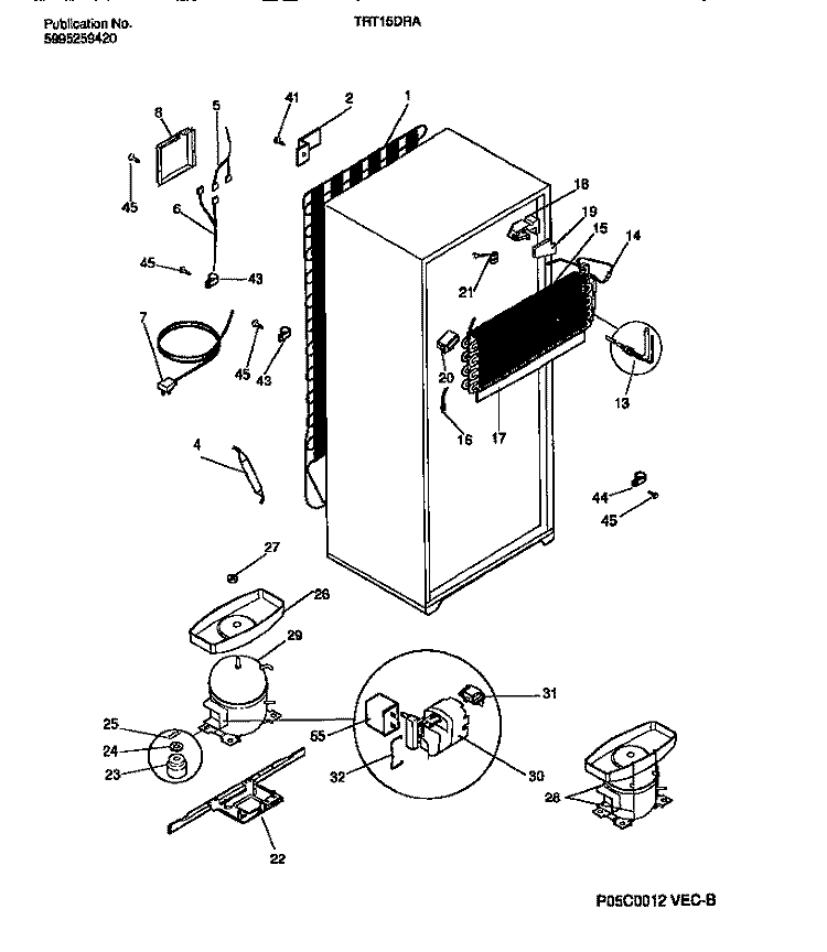 COOLING SYSTEM Diagram and Parts List for TRT15DRAD1  Tappan Refrigerator