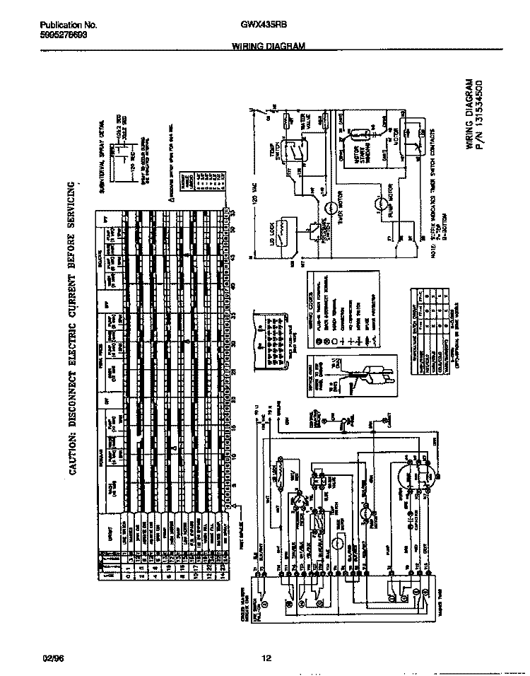 WIRING DIAGRAM Diagram and Parts List for GWX435RBD4  Gibson Washer