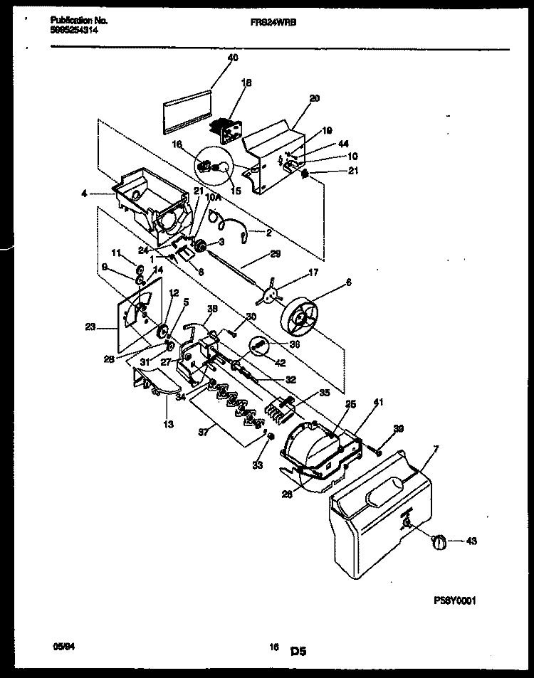 ICE DISPENSER Diagram and Parts List for FRS24WRBW0  Frigidaire Refrigerator