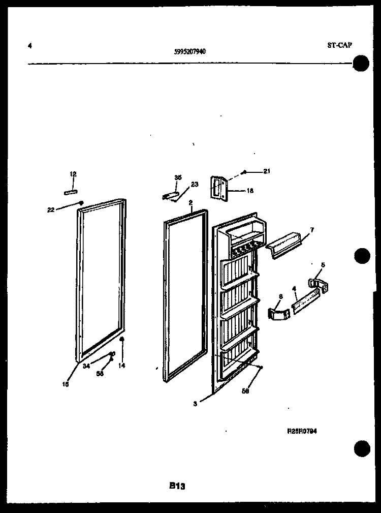 DOOR PARTS Diagram and Parts List for FSK190JN0W  Kelvinator Refrigerator