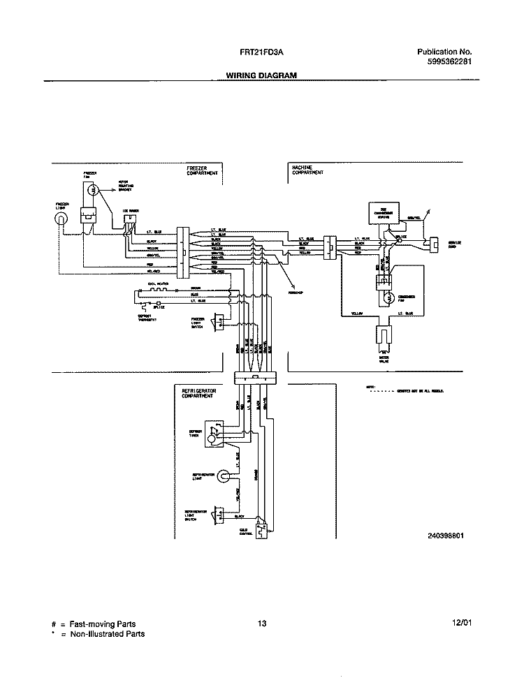WIRING DIAGRAM Diagram and Parts List for FRT21FD3AT2  Frigidaire Refrigerator