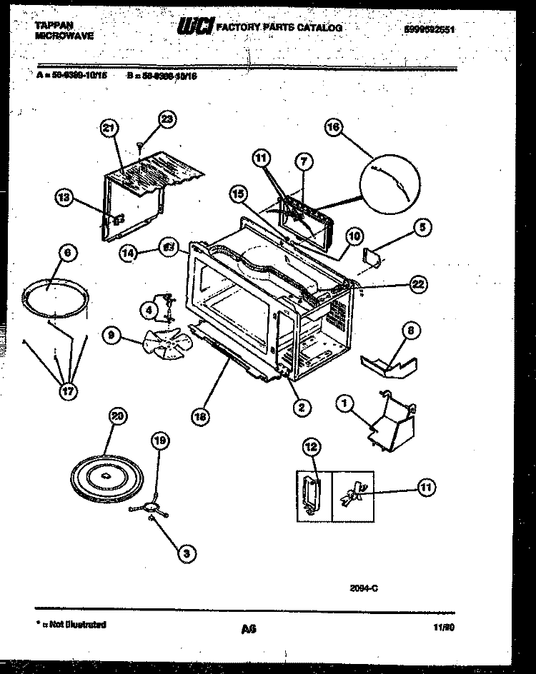 WRAPPER AND BODY PARTS Diagram and Parts List for 56-9389-10-16  Tappan Microwave