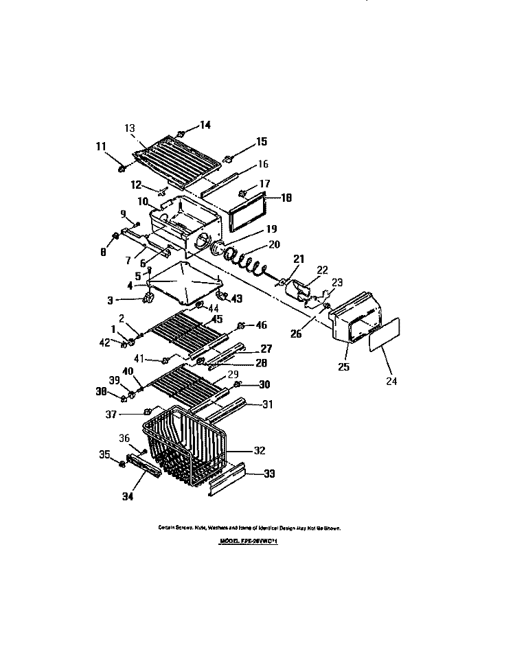 INTERIOR FREEZER COMPARTMENT Diagram and Parts List for FPE26VWCW1  Frigidaire Refrigerator