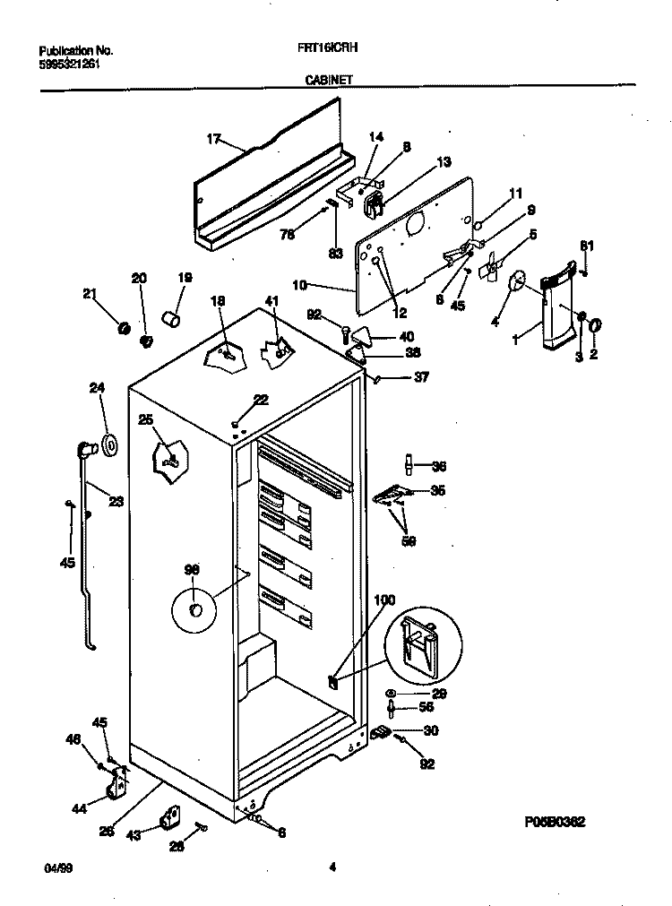 CABINET Diagram and Parts List for FRT16ICRHD0  Frigidaire Refrigerator