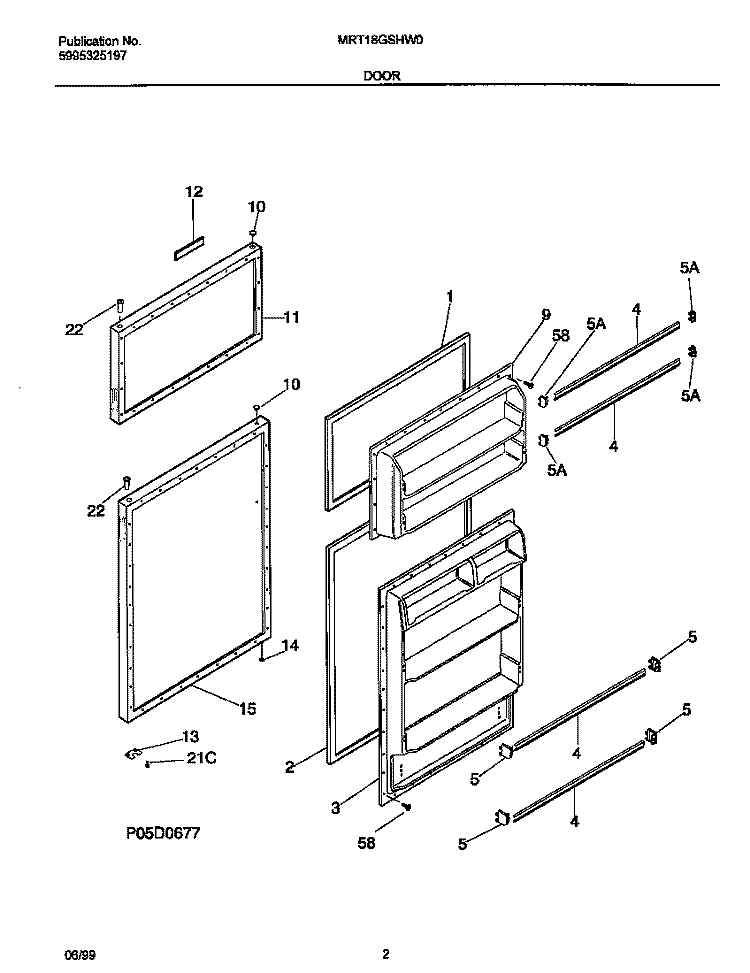 DOORS Diagram and Parts List for MRT18GSHW0  Frigidaire Refrigerator