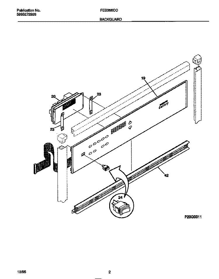 BACKGUARD Diagram and Parts List for FEB386CCB1  Frigidaire Wall Oven