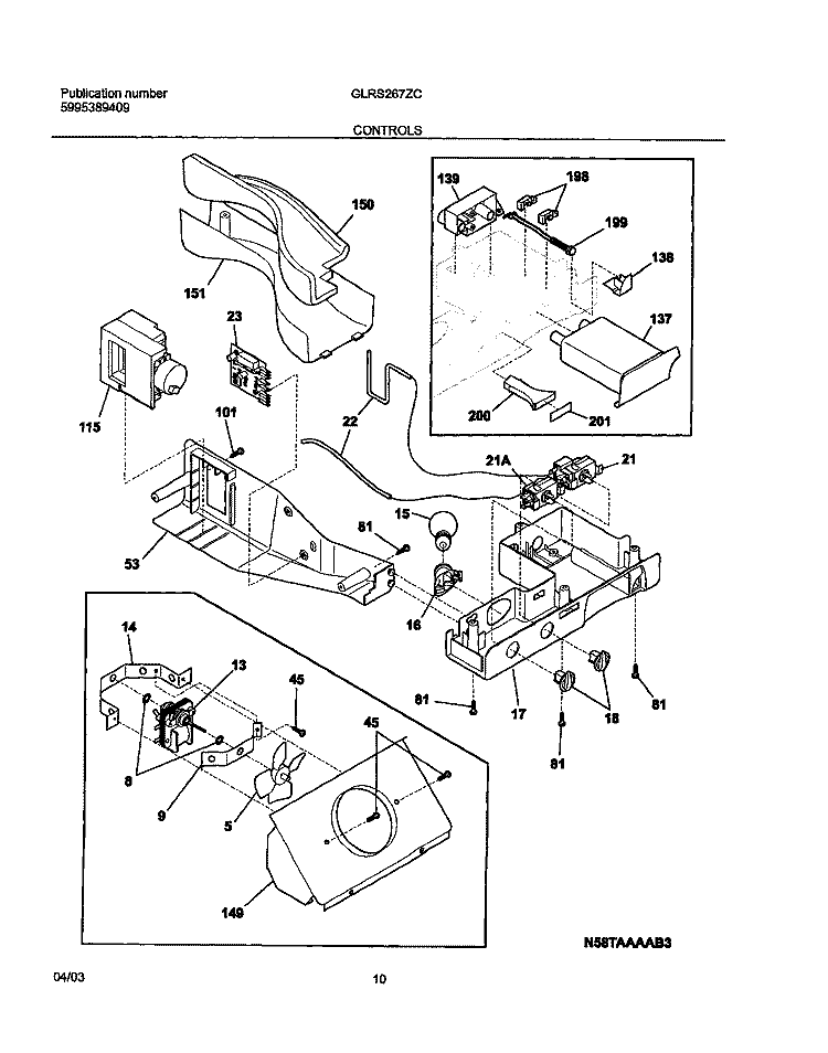 CONTROLS Diagram and Parts List for GLRS267ZCB0  Frigidaire Refrigerator