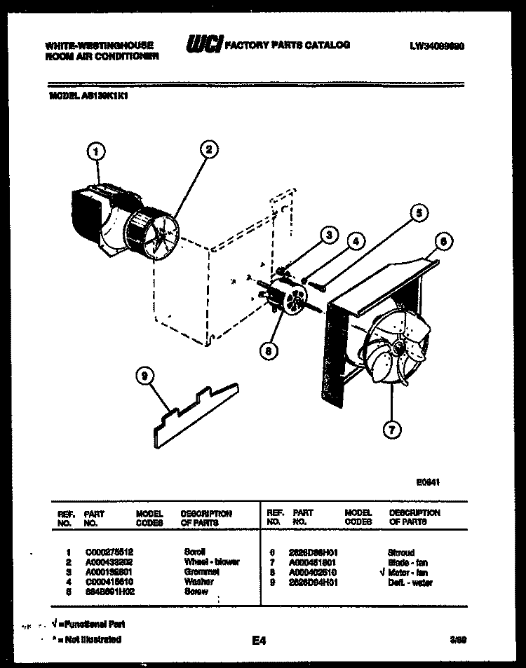 WATER AND CONDENSING PARTS Diagram and Parts List for ED508K7  Frigidaire Dehumidifier