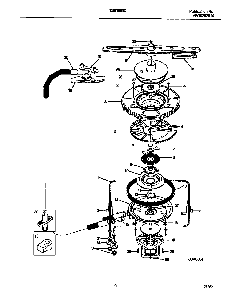 MOTOR DETAILS Diagram and Parts List for FDB768GCC0  Frigidaire Dishwasher