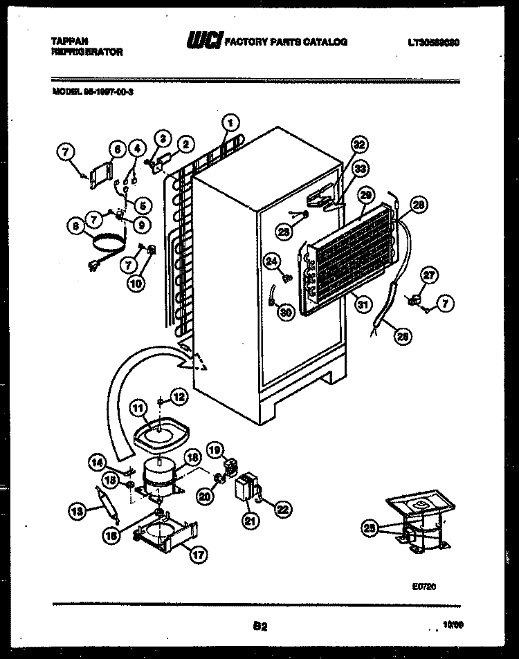 SYSTEM AND AUTOMATIC DEFROST PARTS Diagram and Parts List for 95-1997-57-03  Tappan Refrigerator