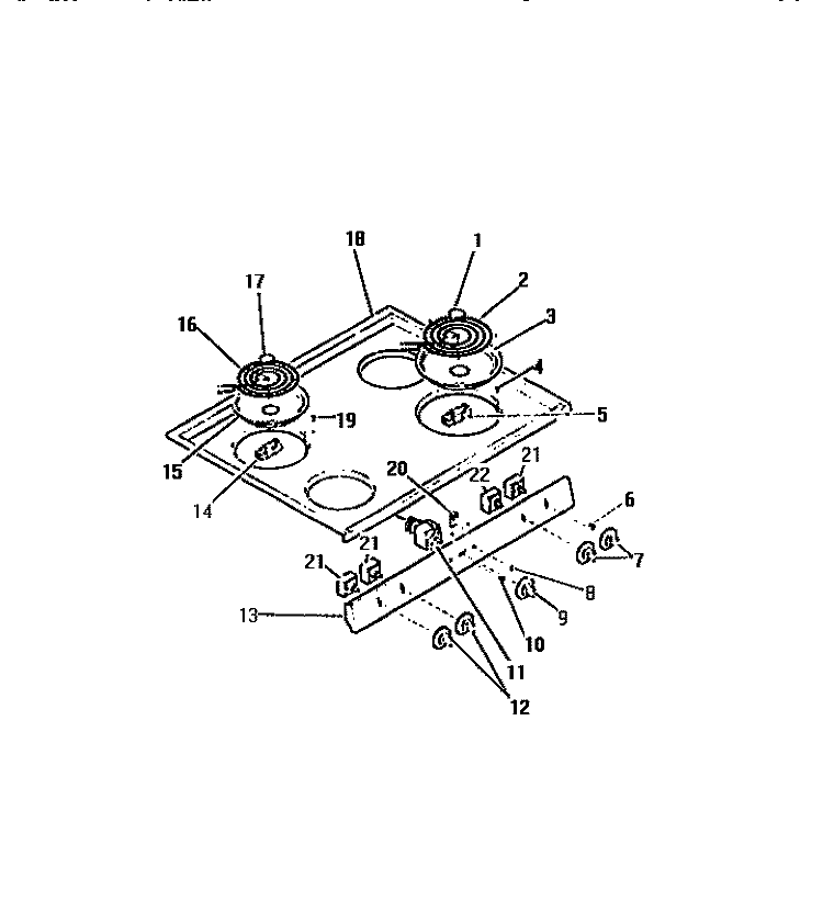COOK - TOP SURFACE UNITS, SWITCHES Diagram and Parts List for R24CL1  Frigidaire Range