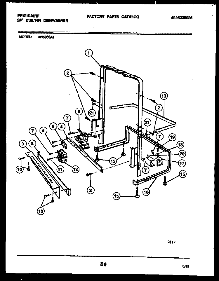 POWER DRY AND MOTOR PARTS Diagram and Parts List for DW5000A1  Frigidaire Dishwasher