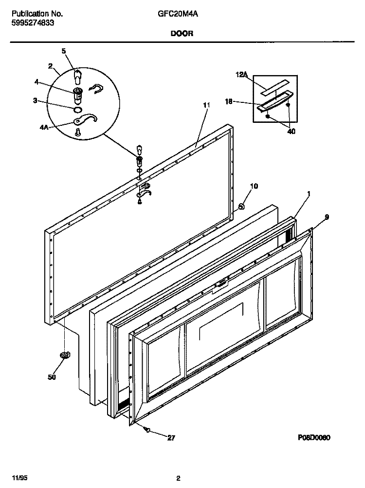 DOOR Diagram and Parts List for GFC20M4AW4  Gibson Freezer