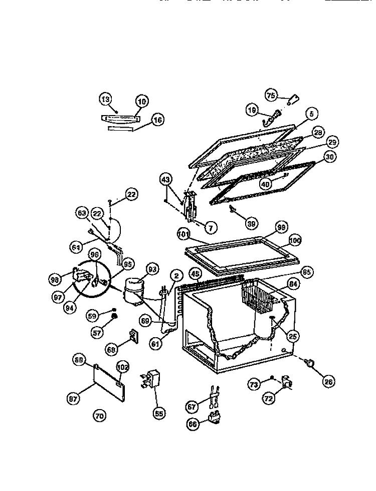 CHEST FREEZER PARTS Diagram and Parts List for FC083LTW4  Frigidaire Freezer