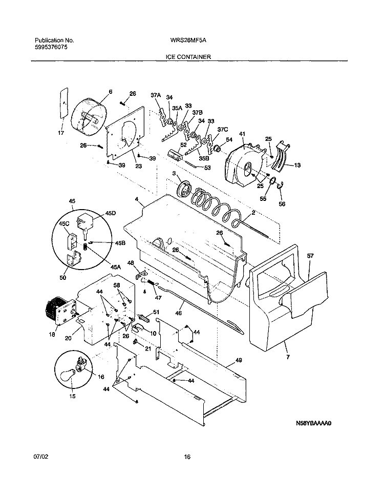 ICE CONTAINER Diagram and Parts List for WRS26MF5AQ4  Westinghouse Refrigerator