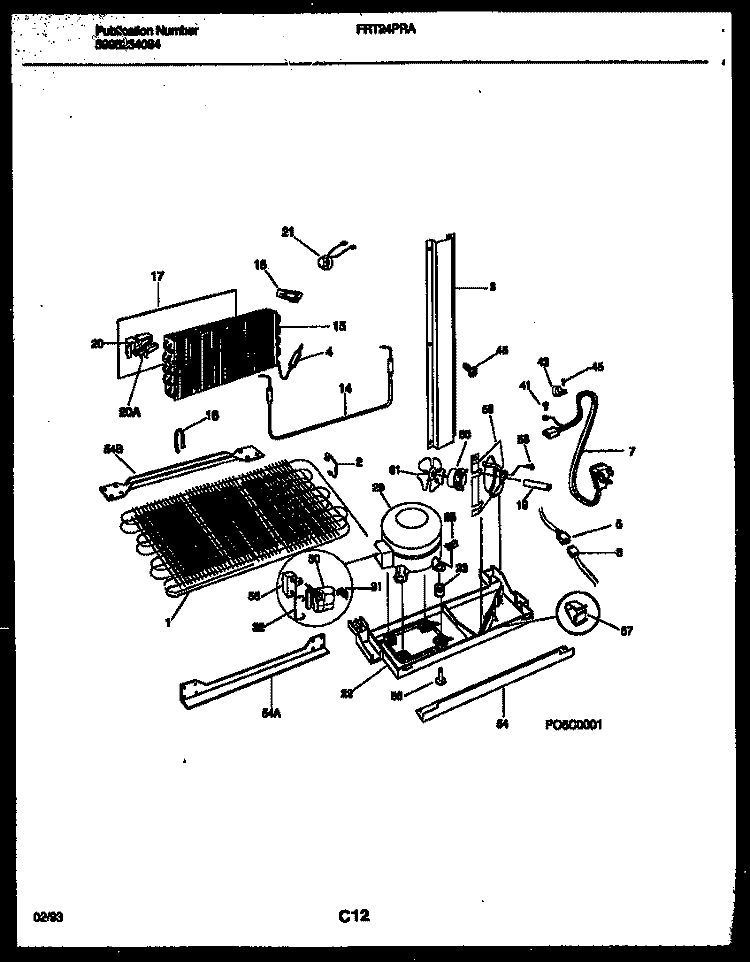SYSTEM AND AUTOMATIC DEFROST PARTS Diagram and Parts List for FRT24PRAY1  Frigidaire Refrigerator