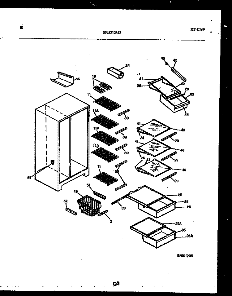 SHELVES AND SUPPORTS Diagram and Parts List for RS227MCD2  Frigidaire Refrigerator
