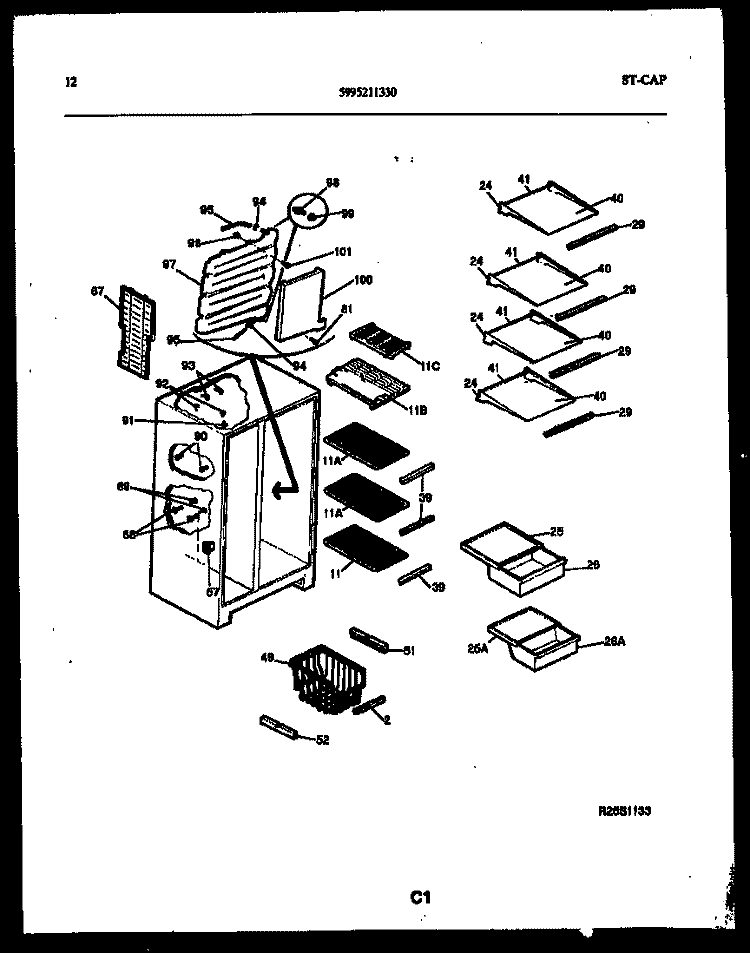 SHELVES AND SUPPORTS Diagram and Parts List for FGW240JN0W  Kelvinator Refrigerator
