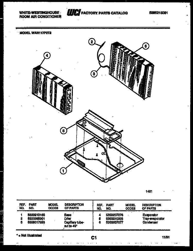 UNIT PARTS Diagram and Parts List for WAH117P2T2  Frigidaire Air Conditioner