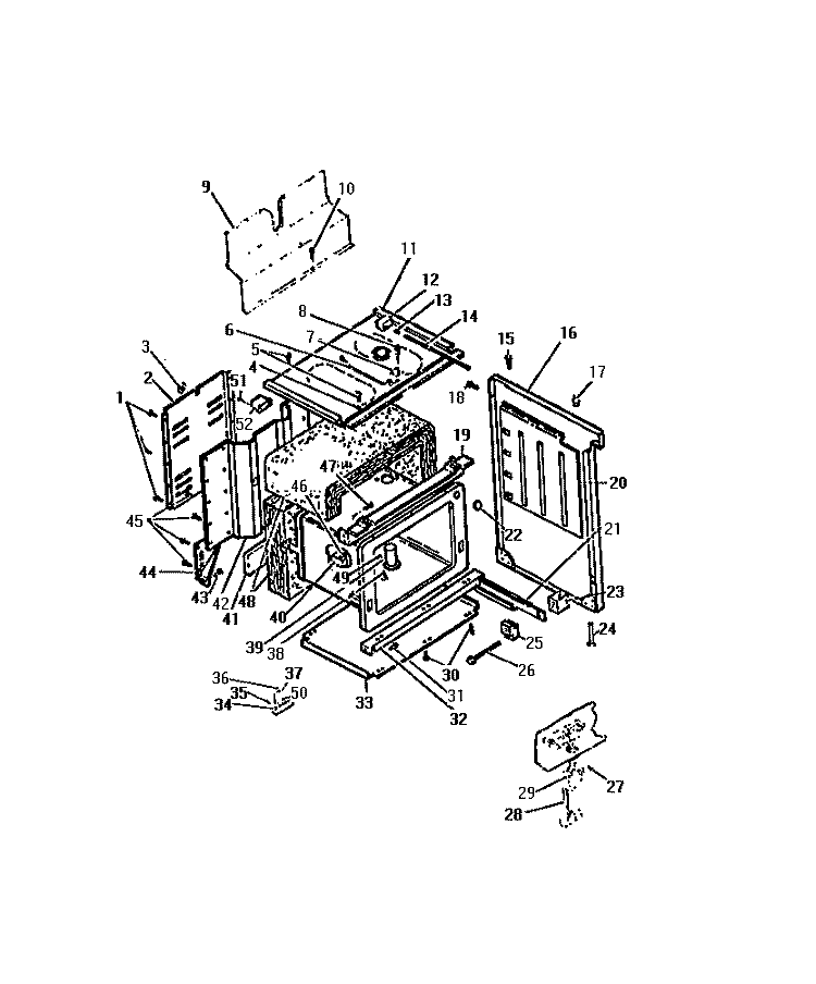 OVEN LINER, SIDE PANELS Diagram and Parts List for REG36CAL2  Frigidaire Range