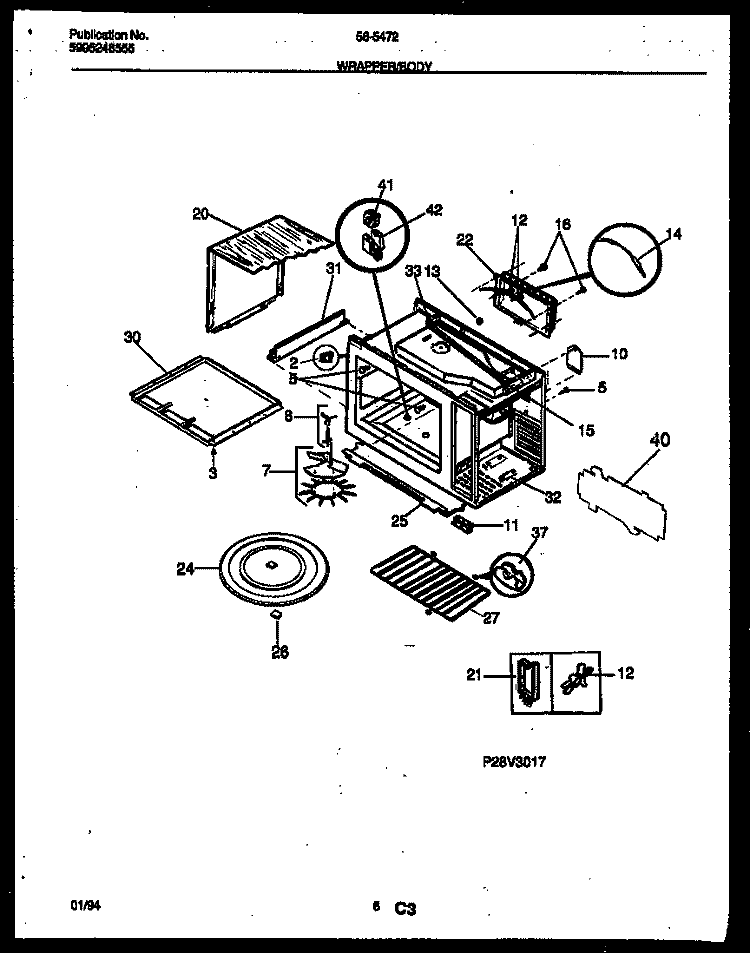 WRAPPER AND BODY PARTS Diagram and Parts List for 56-5472-10-04  Tappan Microwave