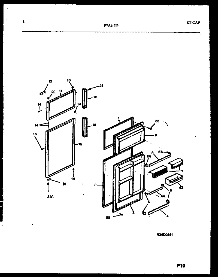 DOOR PARTS Diagram and Parts List for FPS21TPL0  Frigidaire Refrigerator