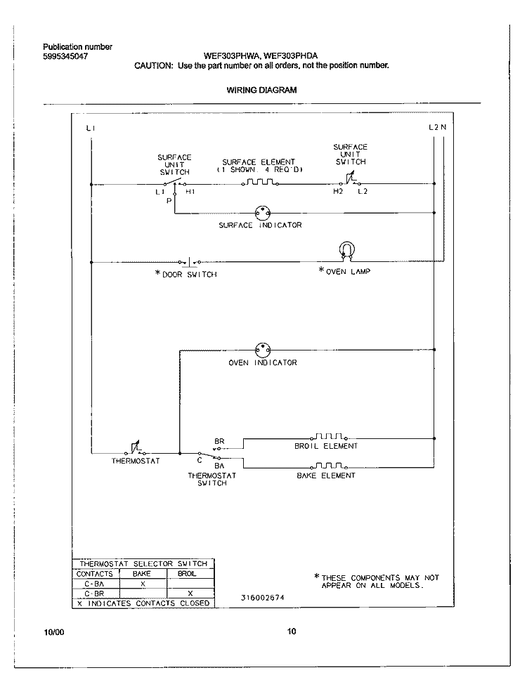 WIRING DIAGRAM Diagram and Parts List for WEF303PHDA  Westinghouse Range