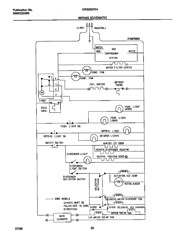 WIRING DIAGRAM Diagram and Parts List for GRS20ZRHW1  Gibson Refrigerator