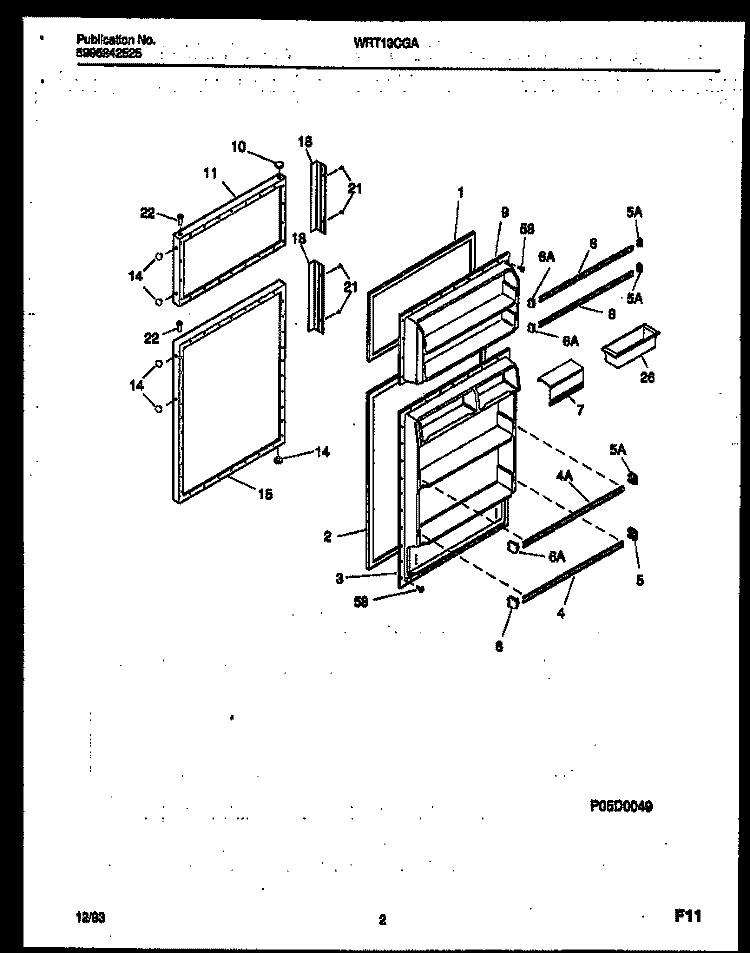 DOOR PARTS Diagram and Parts List for WRT13CGAZ0  Frigidaire Refrigerator