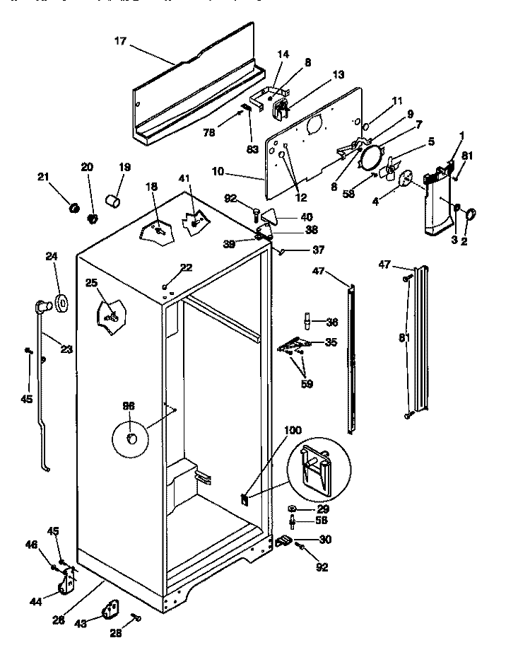 CABINET Diagram and Parts List for MRT21NNCW0  Uni Refrigerator