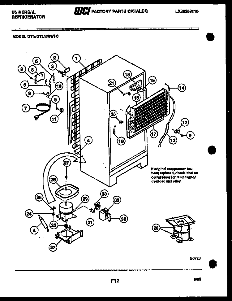 SYSTEM AND AUTOMATIC DEFROST PARTS Diagram and Parts List for GTL175CH0  Uni Refrigerator