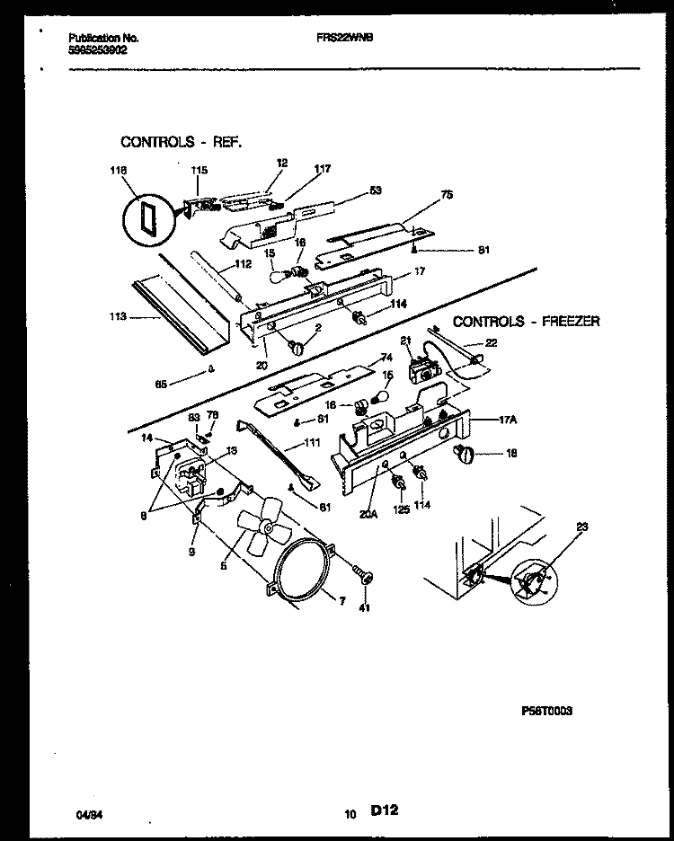 REFRIGERATOR CONTROL ASSEMBLY, DAMP Diagram and Parts List for FRS22WNBW0  Frigidaire Refrigerator