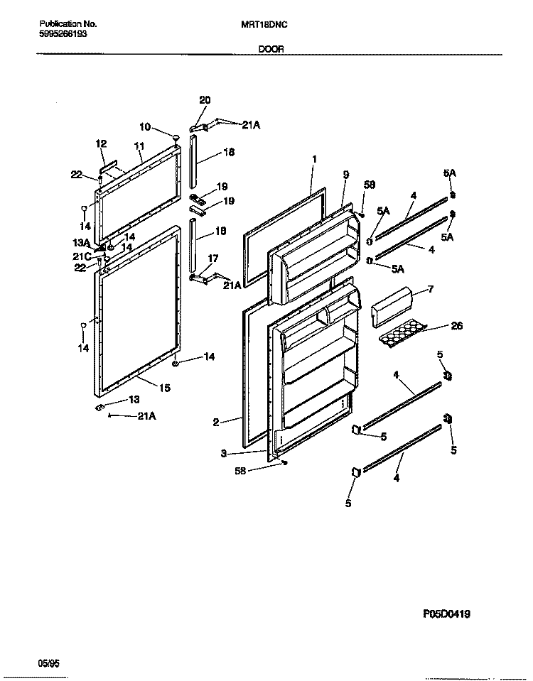 DOOR Diagram and Parts List for MRT18DNCD0  Uni Refrigerator