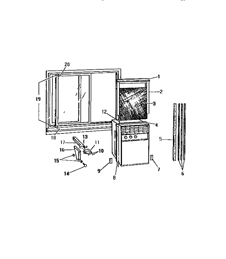 WINDOW MOUNTING PARTS (`SLIDER` MOD Diagram and Parts List for A4LCC2  Frigidaire Air Conditioner