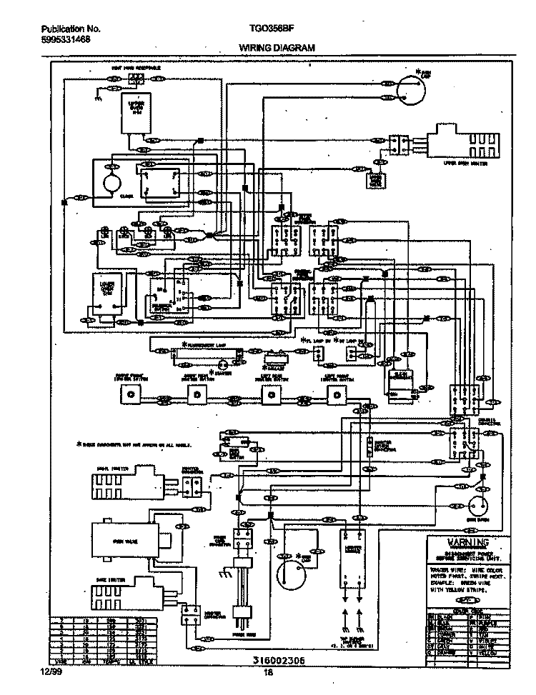 WIRING DIAGRAM Diagram and Parts List for TGO356BFD3  Frigidaire Range