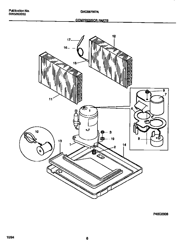 COMPRESSOR PARTS Diagram and Parts List for GAC067W7A1  Gibson Air Conditioner