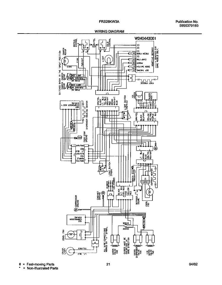 WIRING DIAGRAM Diagram and Parts List for FRS26KW3AQ3  Frigidaire Refrigerator