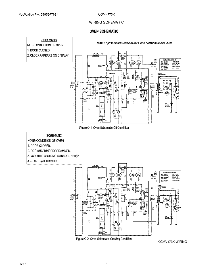 WIRING SCHEMATIC Diagram and Parts List for CGMV173KWA  Frigidaire Microwave