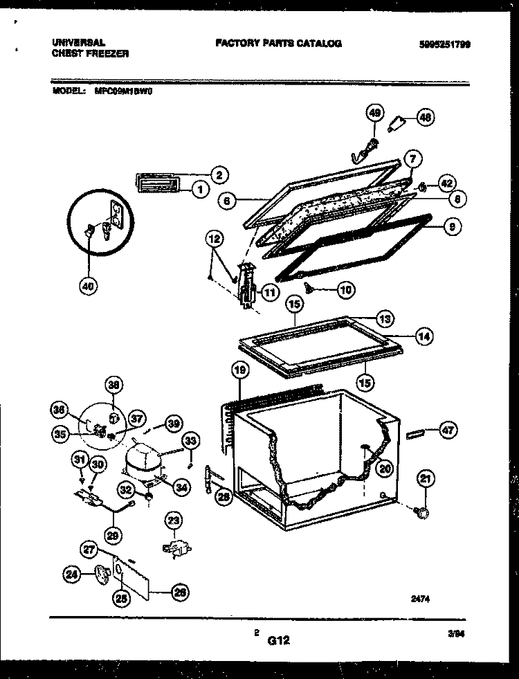 CHEST FREEZER PARTS Diagram and Parts List for MFC09M1BW0  Frigidaire Freezer