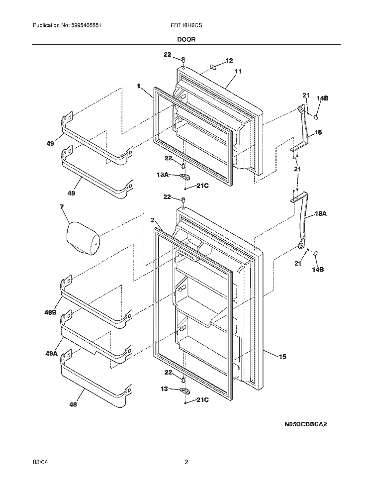 DOOR Diagram and Parts List for FRT18H6CSK4  Frigidaire Refrigerator