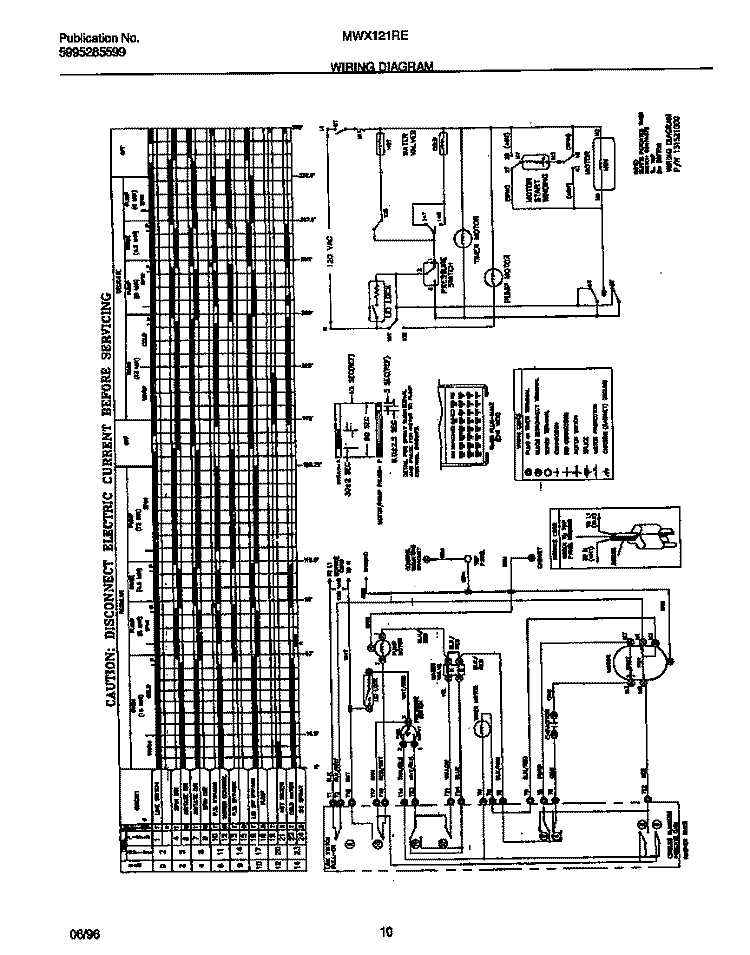 WIRING DIAGRAM Diagram and Parts List for MWX121REW0  Frigidaire Washer