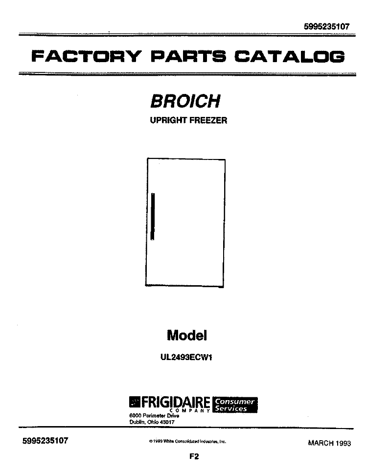 COVER Diagram and Parts List for UL2493ECW1  Electrolux Freezer