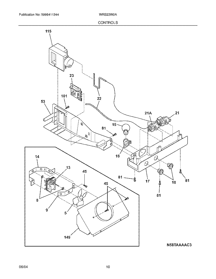 CONTROLS Diagram and Parts List for WRS23W0AWB  Westinghouse Refrigerator