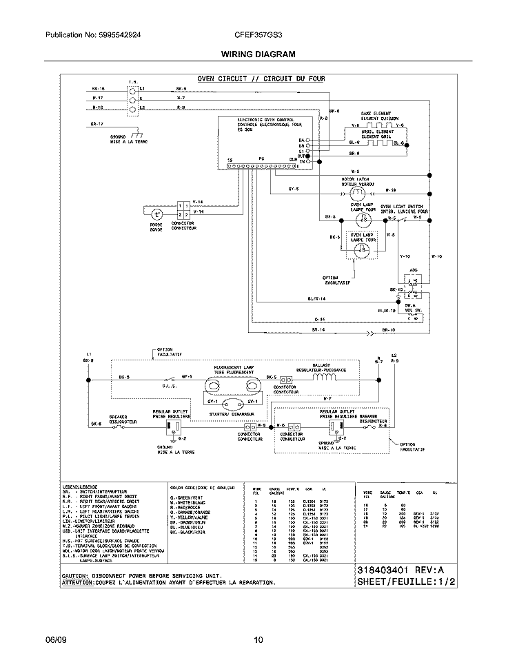 WIRING DIAGRAM Diagram and Parts List for CFEF357GS3  Frigidaire Range
