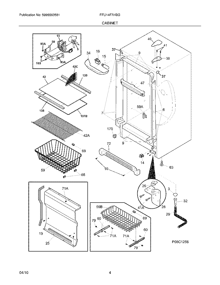 CABINET Diagram and Parts List for FFU14F7HBG  Frigidaire Freezer