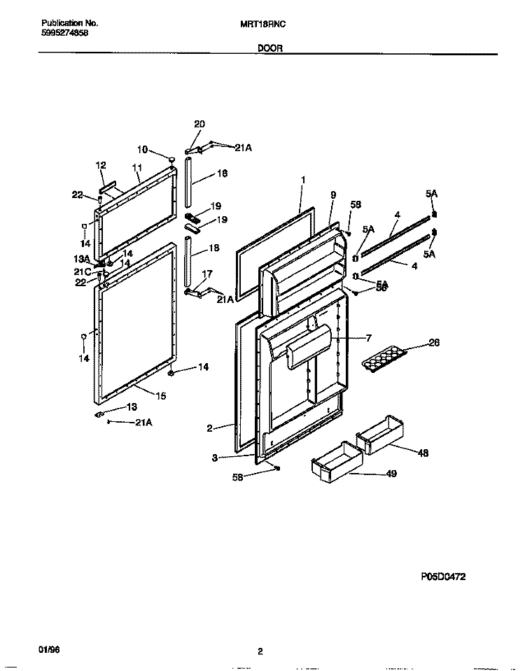 DOOR Diagram and Parts List for MRT18RNCD1  Frigidaire Refrigerator