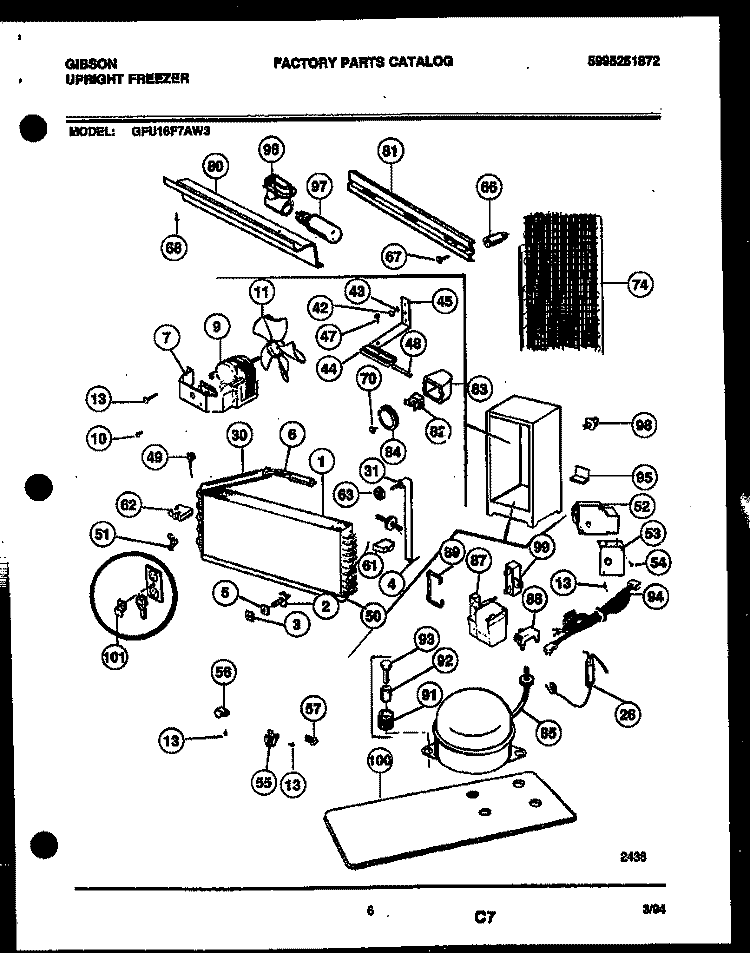 SYSTEM AND AUTOMATIC DEFROST PARTS Diagram and Parts List for GFU16F7AW3  Gibson Freezer